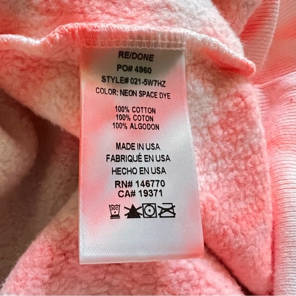 RE/DONE x Hanes NWOT 70s Half Zip Sweatshirt Neon Space Tie Dye Size XS - Picture 5 of 6